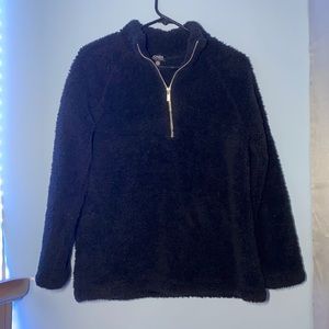 Black Fuzzy Zip Up